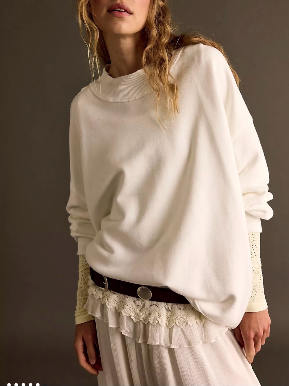 We The Free Cream Oversized Pullover Sweatshirt